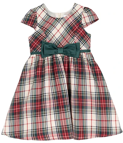 Rare Editions Little Girls Cap-Sleeve Plaid Fit-And-Flare Dress
