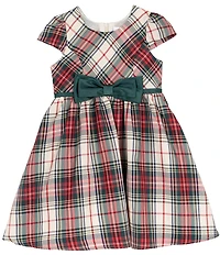 Rare Editions Little Girls Cap-Sleeve Plaid Fit-And-Flare Dress