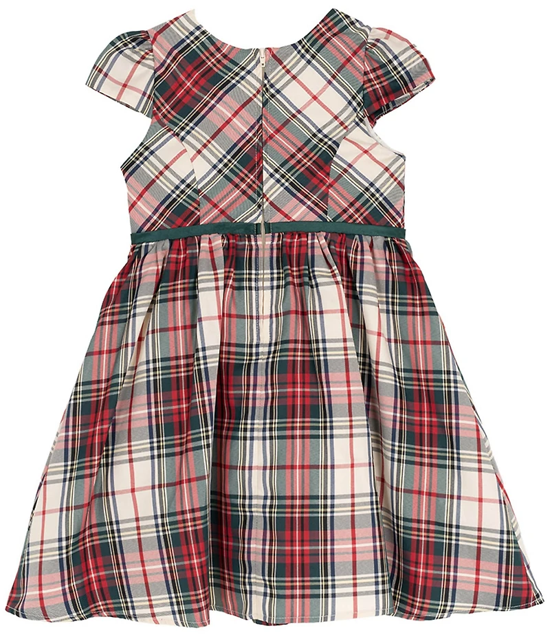 Rare Editions Little Girls Cap-Sleeve Plaid Fit-And-Flare Dress