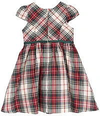 Rare Editions Little Girls Cap-Sleeve Plaid Fit-And-Flare Dress