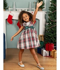 Rare Editions Little Girls Cap-Sleeve Plaid Fit-And-Flare Dress
