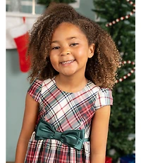 Rare Editions Little Girls Cap-Sleeve Plaid Fit-And-Flare Dress