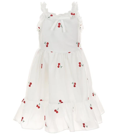 Rare Editions Little Girls Cherry-Embroidered Poplin Dress