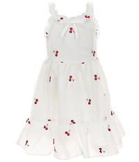 Rare Editions Little Girls Cherry-Embroidered Poplin Dress