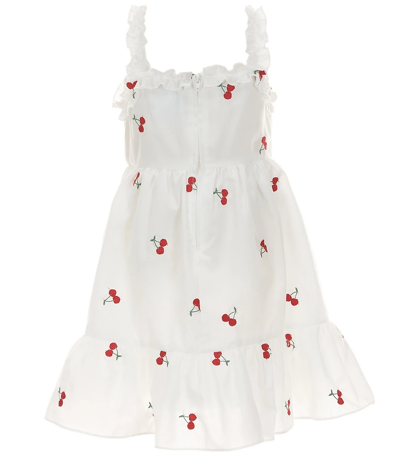 Rare Editions Little Girls Cherry-Embroidered Poplin Dress
