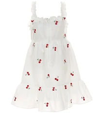 Rare Editions Little Girls Cherry-Embroidered Poplin Dress