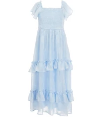 Rare Editions Little Girls Flower-Pattern Burnout-Chiffon Dress