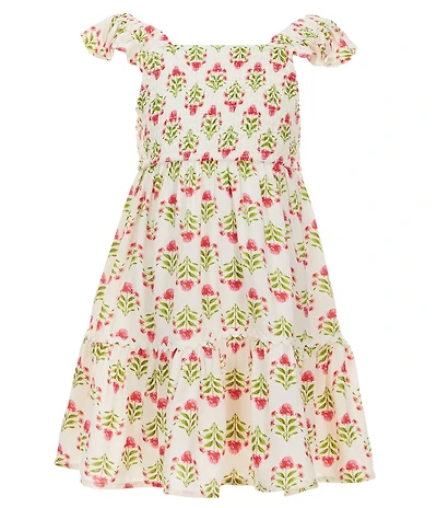 Rare Editions Little Girls Flutter-Sleeve Block-Printed Fit-And-Flare Dress