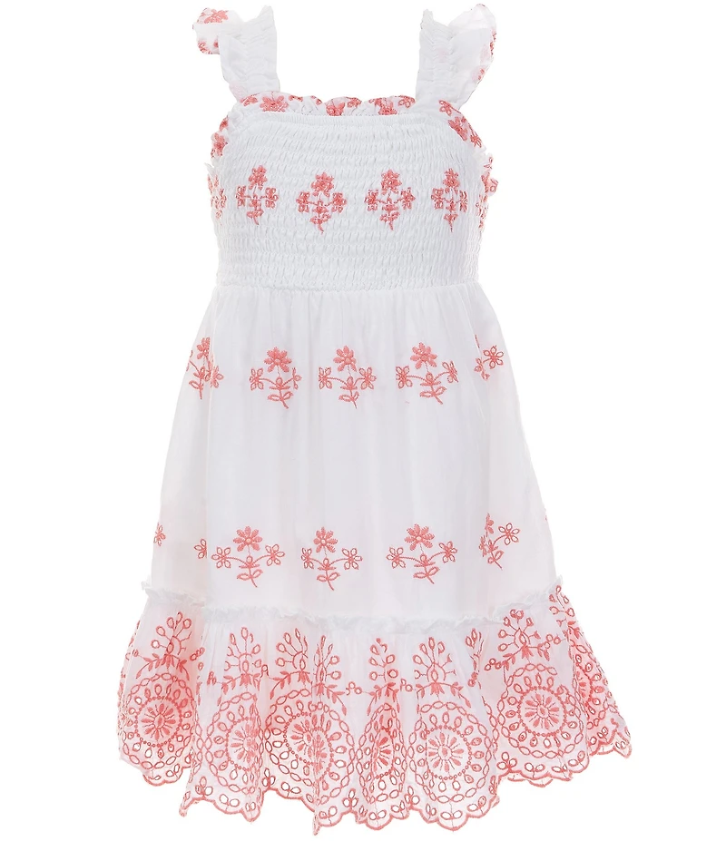 Rare Editions Little Girls Flutter-Sleeve Eyelet-Embroidered Dress