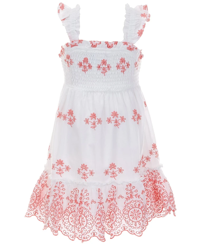 Rare Editions Little Girls Flutter-Sleeve Eyelet-Embroidered Dress