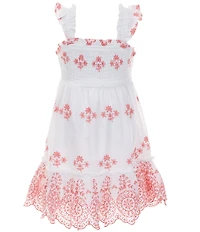 Rare Editions Little Girls Flutter-Sleeve Eyelet-Embroidered Dress