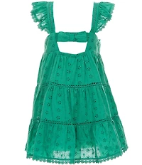 Rare Editions Little Girls Flutter-Sleeve Eyelet-Embroidered/Crocheted-Trimmed Dress