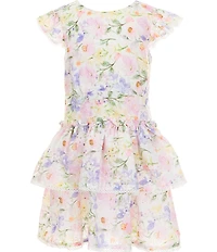 Rare Editions Little Girls Flutter Sleeve Floral Eyelet Patterned Fit-And-Flare Dress