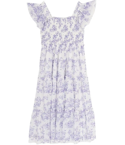 Rare Editions Little Girls Flutter-Sleeve Floral-Toile-Printed Mesh Midi Dress
