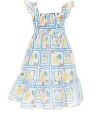 Rare Editions Little Girls Flutter-Sleeve Geometric/Lemon-Printed Poplin Dress