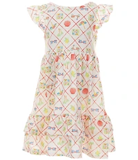 Rare Editions Little Girls Flutter-Sleeve Mixed-Media Dress & Flutter-Sleeve Gingham-Printed Dress Set