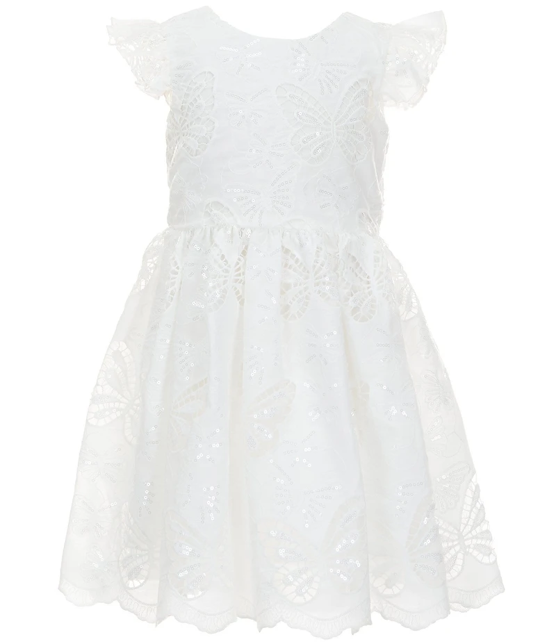 Rare Editions Little Girls Flutter-Sleeve Sequin-Embellished-Butterfly Dress