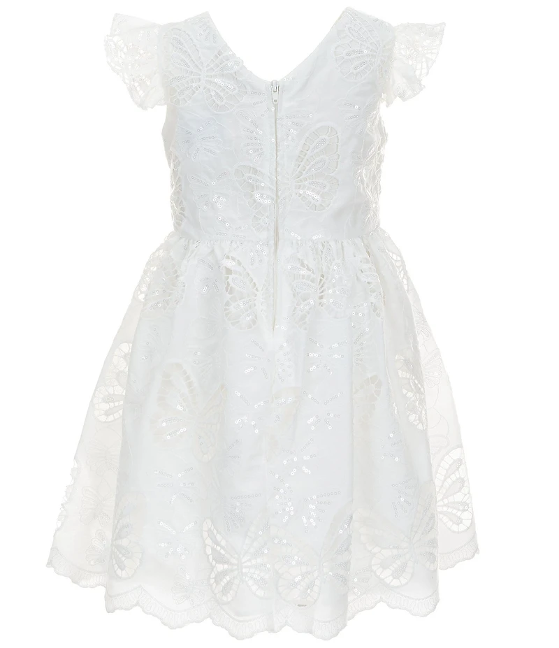 Rare Editions Little Girls Flutter-Sleeve Sequin-Embellished-Butterfly Dress