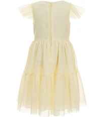 Rare Editions Little Girls Flutter Sleeve Three Dimensional Flower Butterfly Appliqued Fit-And-Flare Dress