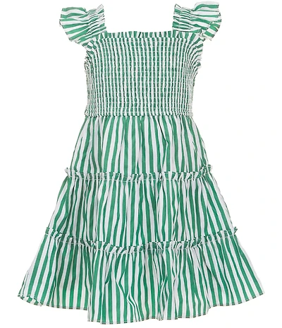 Rare Editions Little Girls Flutter-Sleeve Vertical-Striped Dress