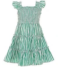 Rare Editions Little Girls Flutter-Sleeve Vertical-Striped Dress