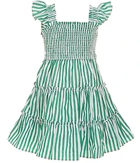 Rare Editions Little Girls Flutter-Sleeve Vertical-Striped Dress