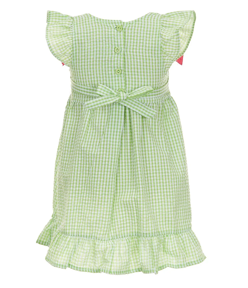 Rare Editions Little Girls Flutter-Sleeve Watermelon-Appliqued Empire-Waist Dress