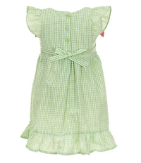 Rare Editions Little Girls Flutter-Sleeve Watermelon-Appliqued Empire-Waist Dress