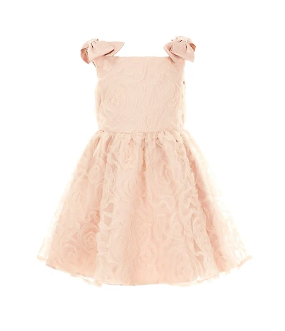 Rare Editions Little Girls Glitter Soutache With Shoulder Bows Dress
