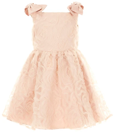 Rare Editions Little Girls Glitter Soutache With Shoulder Bows Dress