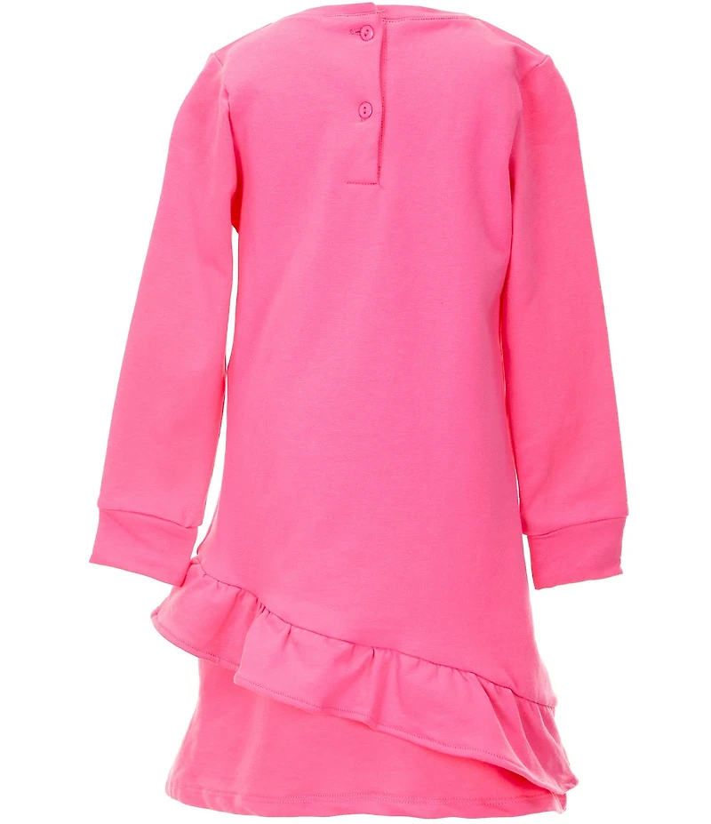 Rare Editions Little Girls Long-Sleeve Asymmetrical-Ruffled Shift Dress