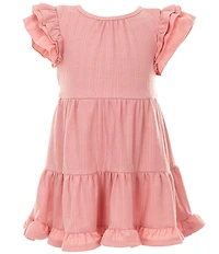 Rare Editions Little Girls Long-Sleeve Bow-Accented Chunky-Knit Cardigan & Sleeveless Textured-Knit Fit-And-Flare Dress Set