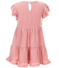 Rare Editions Little Girls Long-Sleeve Bow-Accented Chunky-Knit Cardigan & Sleeveless Textured-Knit Fit-And-Flare Dress Set