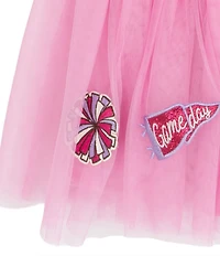 Rare Editions Little Girls Long-Sleeve Cheer French Terry Sweatshirt & Printed Mesh Tutu Skirt Set