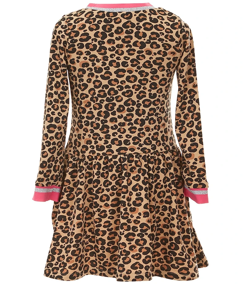 Rare Editions Little Girls Long-Sleeve Cheetah-Printed French Terry Dress