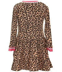 Rare Editions Little Girls Long-Sleeve Cheetah-Printed French Terry Dress
