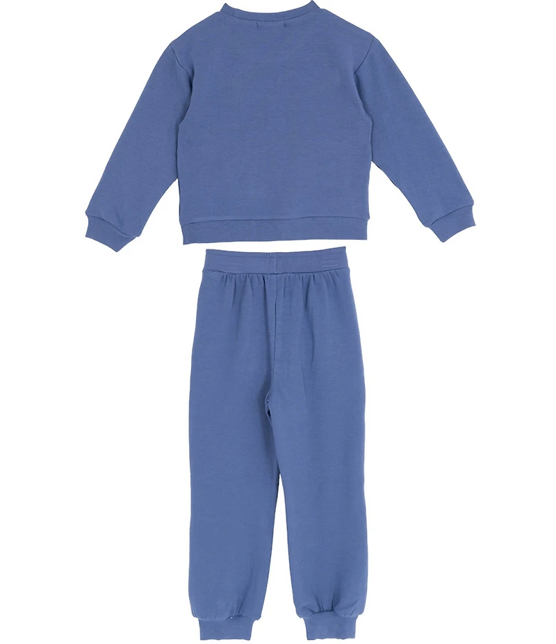 Rare Editions Little Girls Long-Sleeve Chenille-Patch Polar Fleece Sweatshirt & Matching Jogger Pants Set