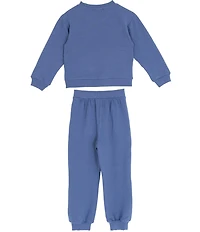 Rare Editions Little Girls Long-Sleeve Chenille-Patch Polar Fleece Sweatshirt & Matching Jogger Pants Set