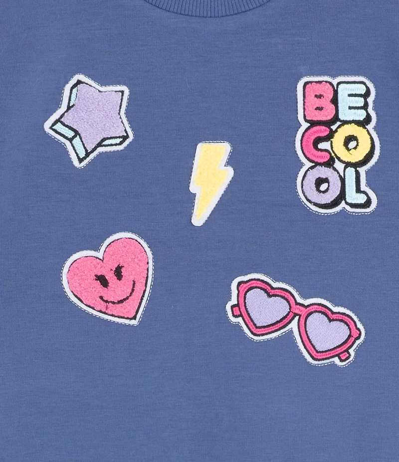 Rare Editions Little Girls Long-Sleeve Chenille-Patch Polar Fleece Sweatshirt & Matching Jogger Pants Set