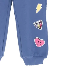 Rare Editions Little Girls Long-Sleeve Chenille-Patch Polar Fleece Sweatshirt & Matching Jogger Pants Set