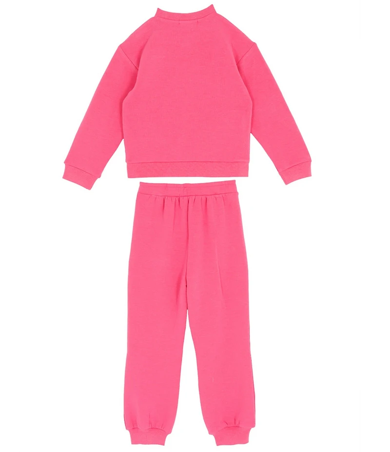 Rare Editions Little Girls Long-Sleeve Chenille-Patch PolarFleece Sweatshirt & Matching Jogger Pants Set