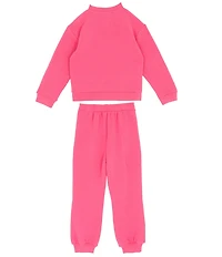 Rare Editions Little Girls Long-Sleeve Chenille-Patch PolarFleece Sweatshirt & Matching Jogger Pants Set