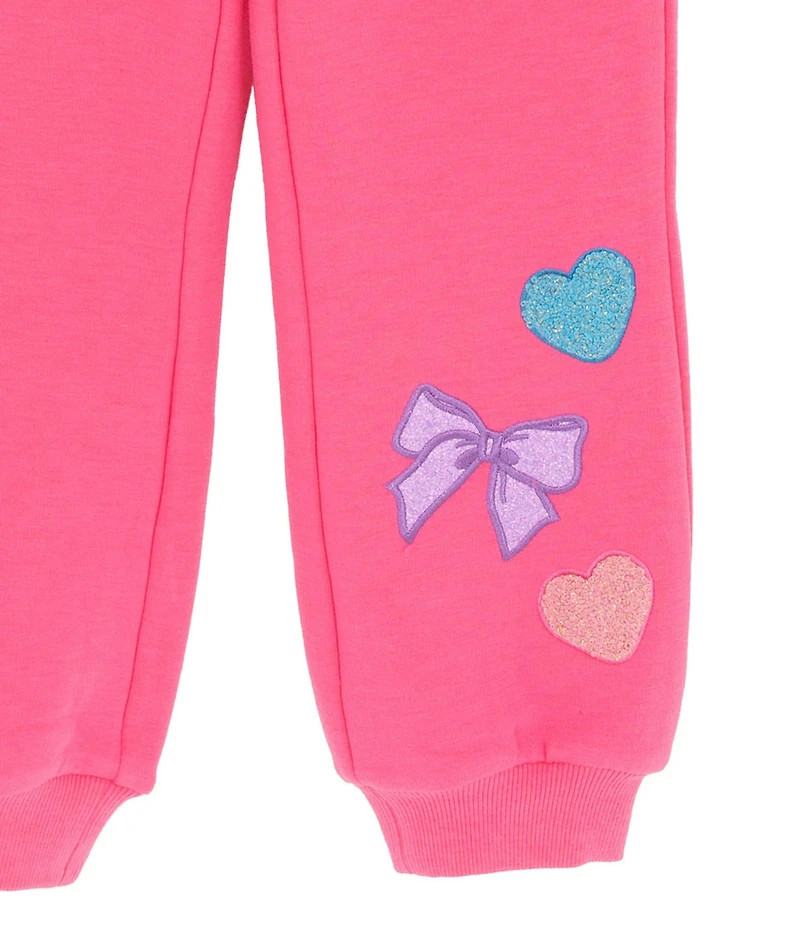 Rare Editions Little Girls Long-Sleeve Chenille-Patch PolarFleece Sweatshirt & Matching Jogger Pants Set
