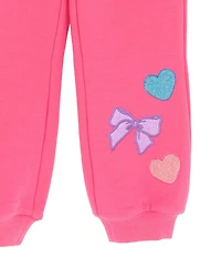 Rare Editions Little Girls Long-Sleeve Chenille-Patch PolarFleece Sweatshirt & Matching Jogger Pants Set