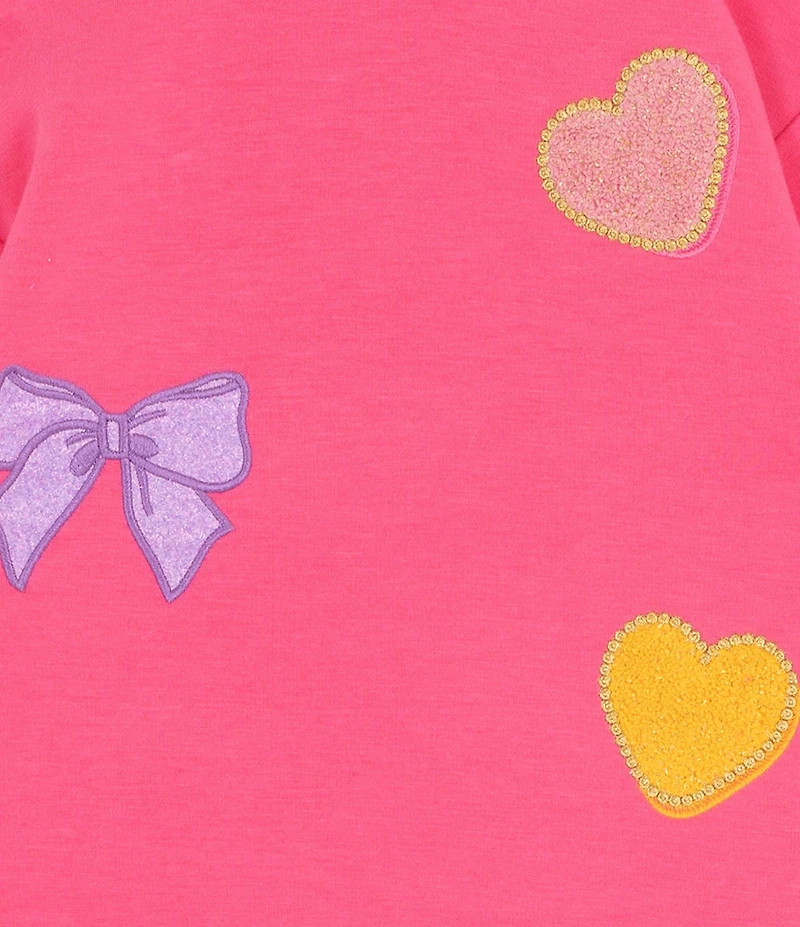 Rare Editions Little Girls Long-Sleeve Chenille-Patch PolarFleece Sweatshirt & Matching Jogger Pants Set