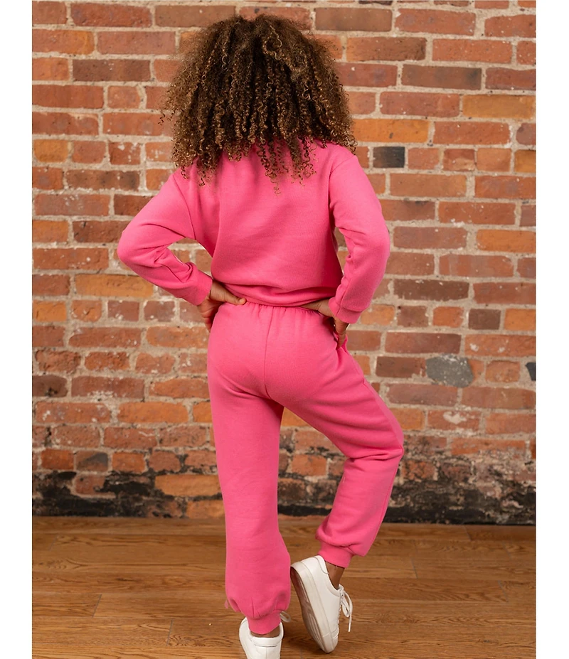Rare Editions Little Girls Long-Sleeve Chenille-Patch PolarFleece Sweatshirt & Matching Jogger Pants Set