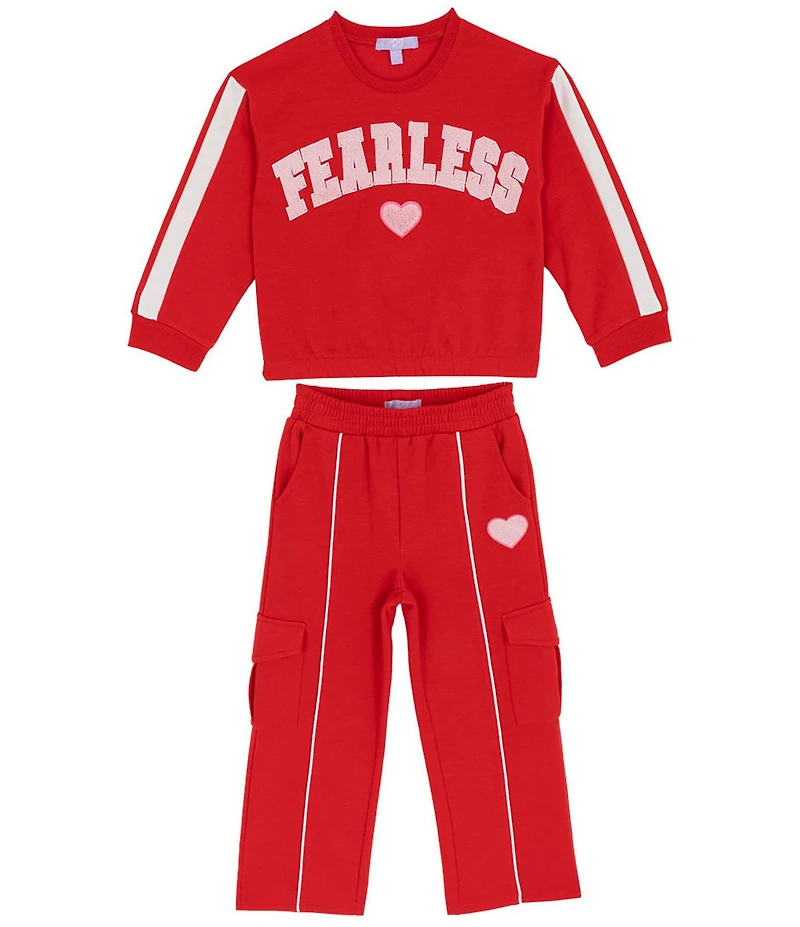 Rare Editions Little Girls Long-Sleeve Fearless Fleece Sweatshirt & Matching Jogger Pant Set