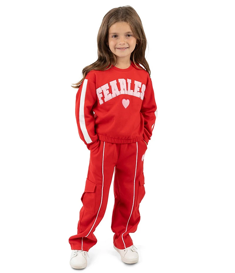 Rare Editions Little Girls Long-Sleeve Fearless Fleece Sweatshirt & Matching Jogger Pant Set