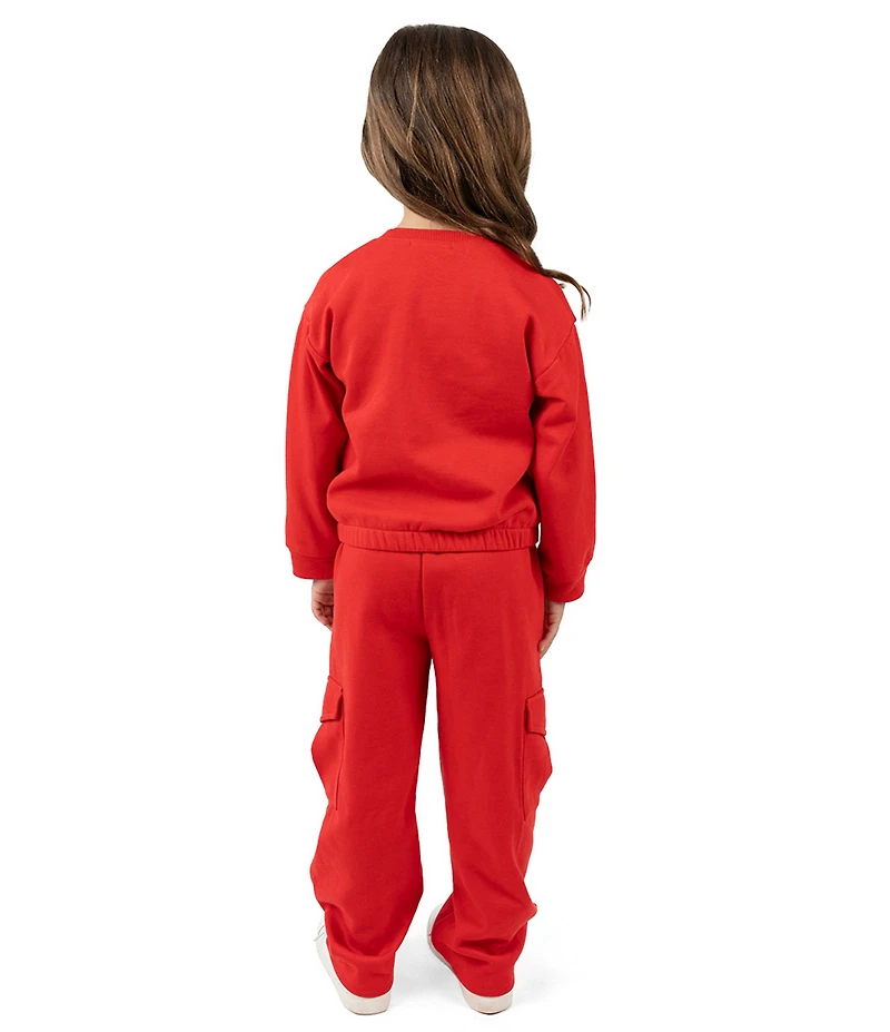 Rare Editions Little Girls Long-Sleeve Fearless Fleece Sweatshirt & Matching Jogger Pant Set