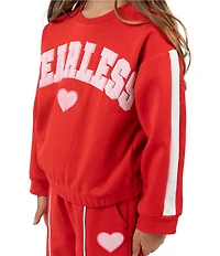 Rare Editions Little Girls Long-Sleeve Fearless Fleece Sweatshirt & Matching Jogger Pant Set